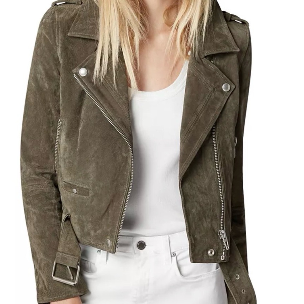 Blank NYC Khaki Suede Leather Jacket